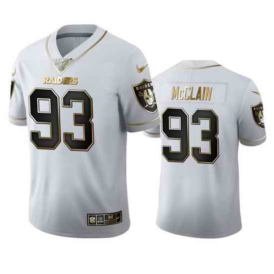 Las Vegas Raiders 93 Terrell Mcclain Men Nike White Golden Edition Vapor Limited NFL 100 Jersey